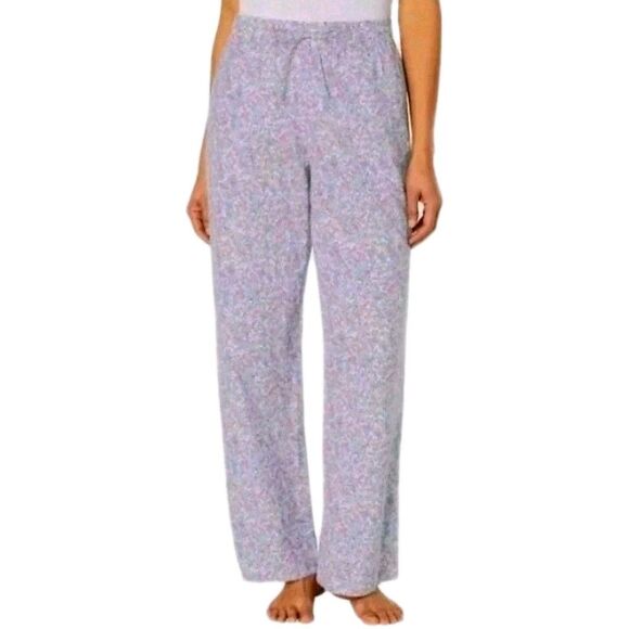GAP 2pk Women's L (10/12) Cotton Relaxed PJ Pajama Pant Purple Floral Stripe NWT - Picture 5 of 11
